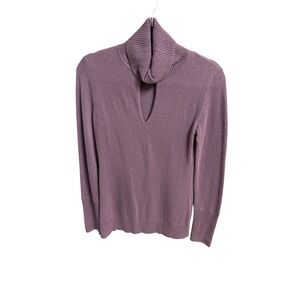 Beth Bowley Cashmere Turtleneck Sweater Cutout Detail Long Sleeve Casual Top